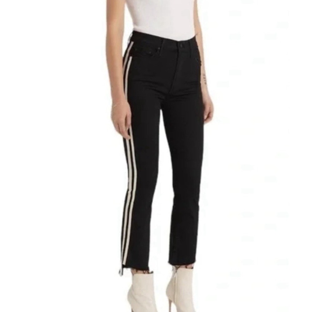 Mother Jeans The Insider Crop Step Fray Women's Size 25 Guilty Racer Stripe